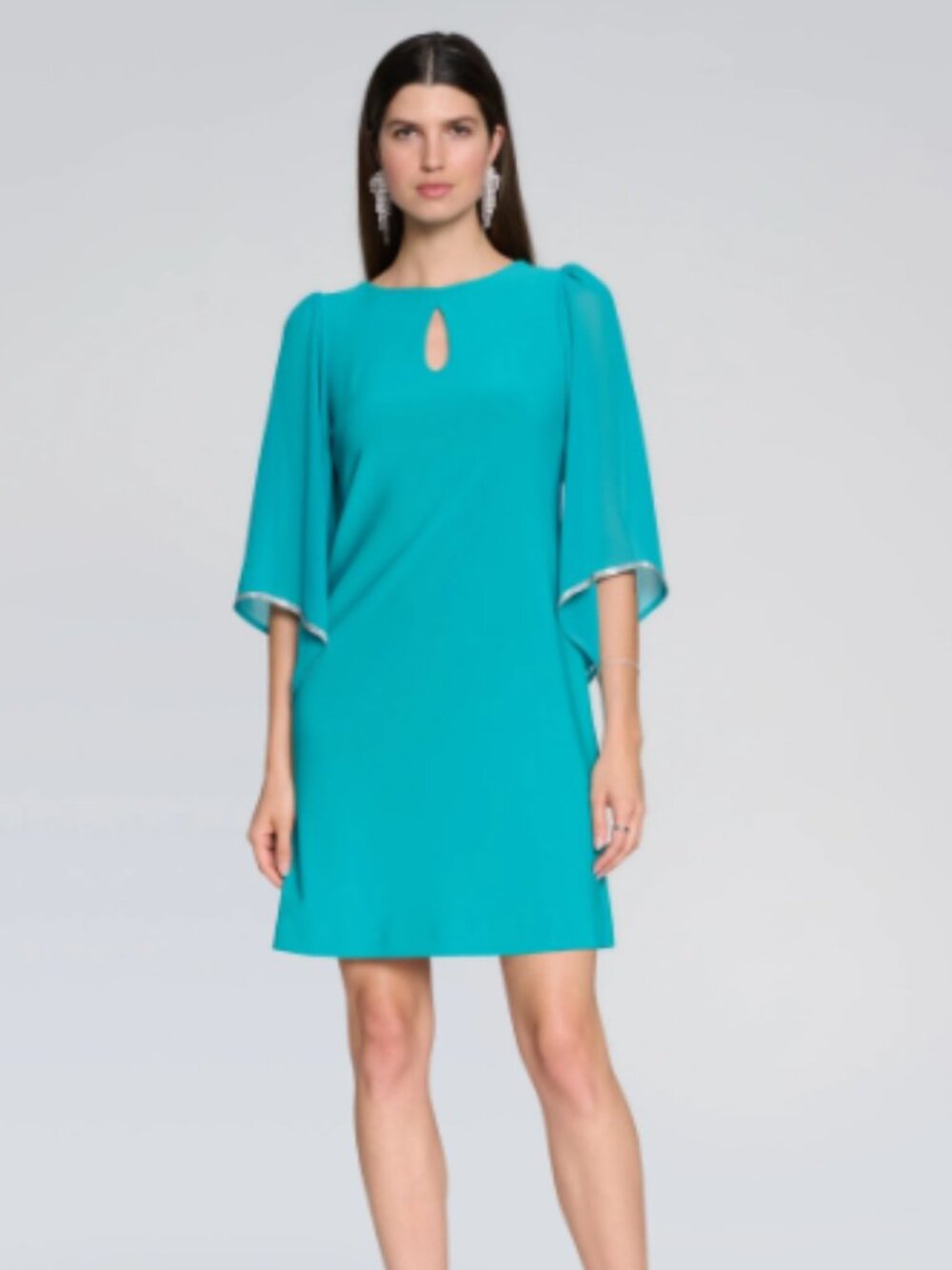 NWT! Joseph Ribkoff Ocean Blue Shift 3/4 Sleeves Dress Size 12 Ret $319